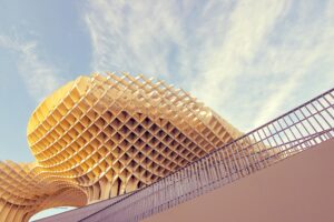 A striking view of the Metropol Parasol in Seville's Plaza de la Encarnación. Setas de Sevilla your view while doing a Master Marketing Sevilla 2025